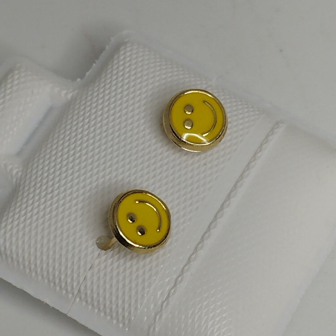 BROQUELES BROQUEL FIG SONRISA ESMALTE AMARILLO 14K 0.2074 GR (NUEVO)