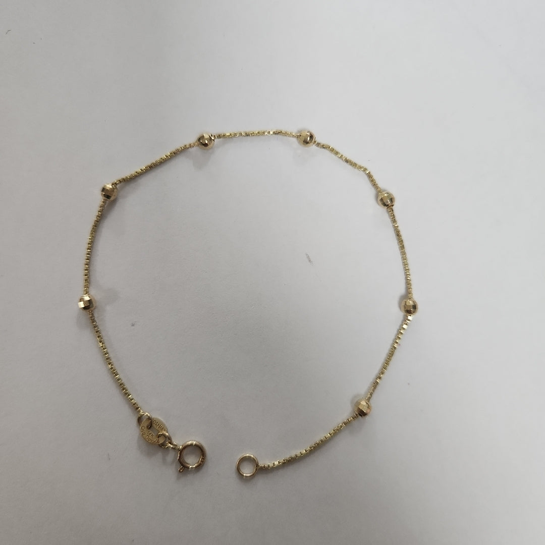 PULSERA ESPECIAL CON BOLITAS 14K 18 CM 1.4 GR (NUEVO)