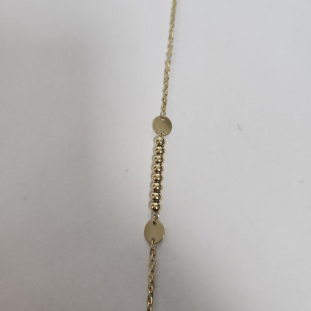 PULSERA TEJIDO ESPECIAL CON BOLITAS 14K 18 CM 1.8 GR (NUEVO)