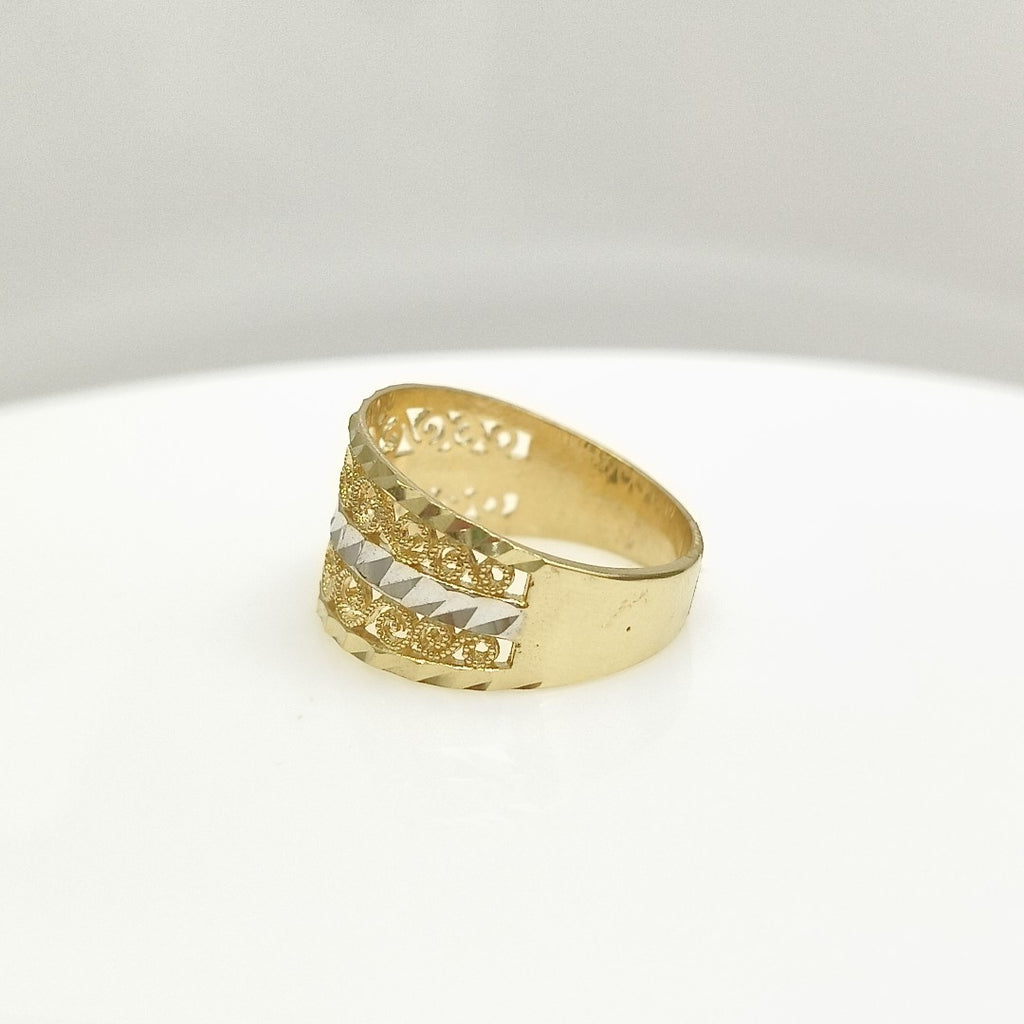 ANILLOS TIPO FILIGRANA COMBINADO 14K TALLA 7 2.9 GR (NUEVO)