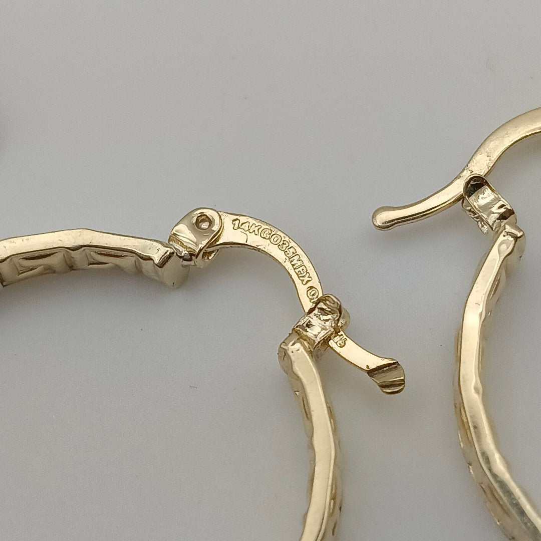 ARETES TEJIDO ARRACADA CON GRECAS 14K 2.6 GR (NUEVO)