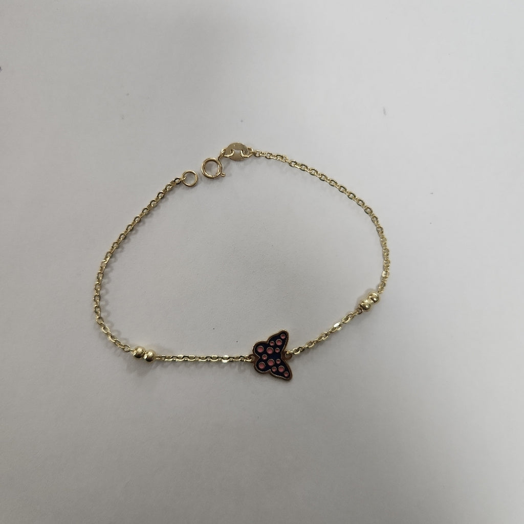 PULSERA TEJIDO ESPECIAL MARIPOSA CON ESMALTE 14K 18 CM 1.8 GR (NUEVO)