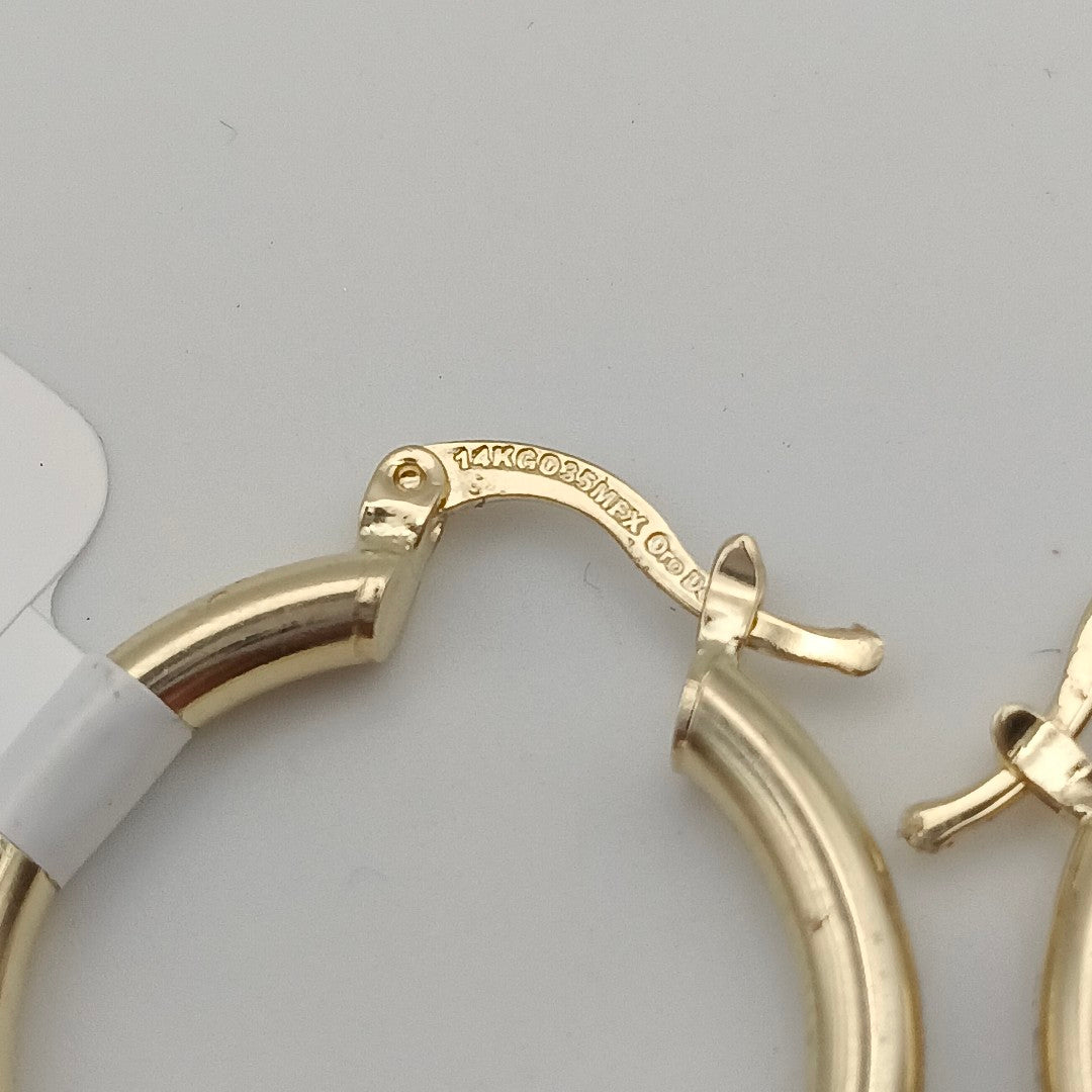 ARETES TEJIDO ARRACADAS LISAS HUECAS 14K 2.1 GR (NUEVO)