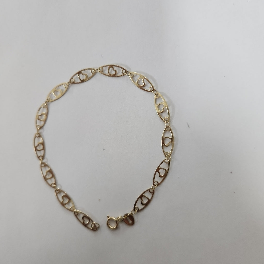 PULSERA TEJIDO ESPECIAL CON CORAZON 14K 18 CM 1.2 GR (NUEVO)