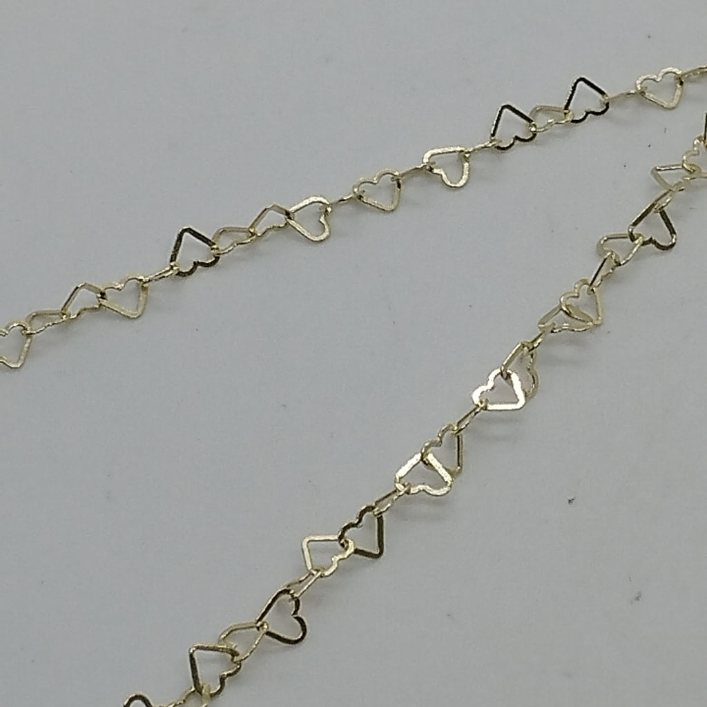 CADENAS TEJIDO CORAZONES ORO 10K 55 CM 2.7 GR (NUEVO)