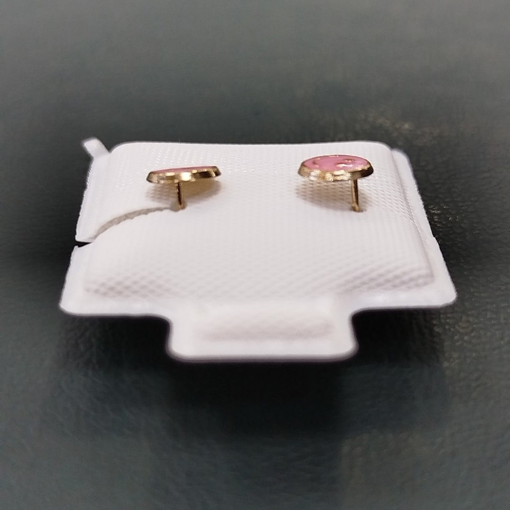 BROQUELES BROQUEL FIG SONRISA ESMALTE ROSA 14K 0.1696 GR (NUEVO)