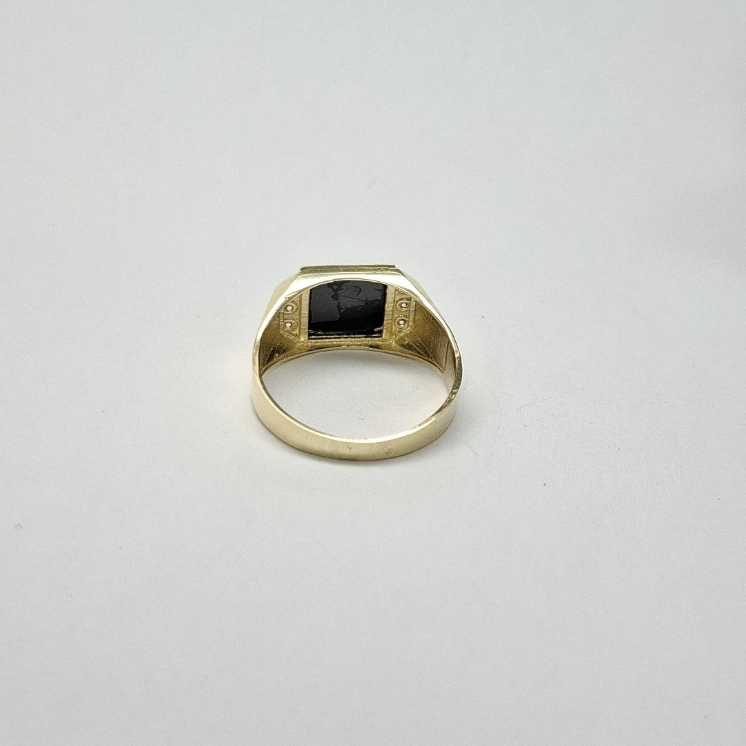 ANILLOS CON ONIX Y CIRCONIAS 10K TALLA 10 3.7 GR (NUEVO)