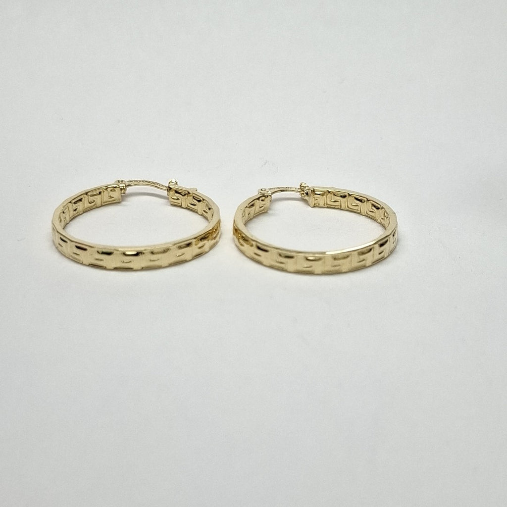 ARETES TEJIDO ARRACADA CON GRECAS 14K 2.7 GR (NUEVO)