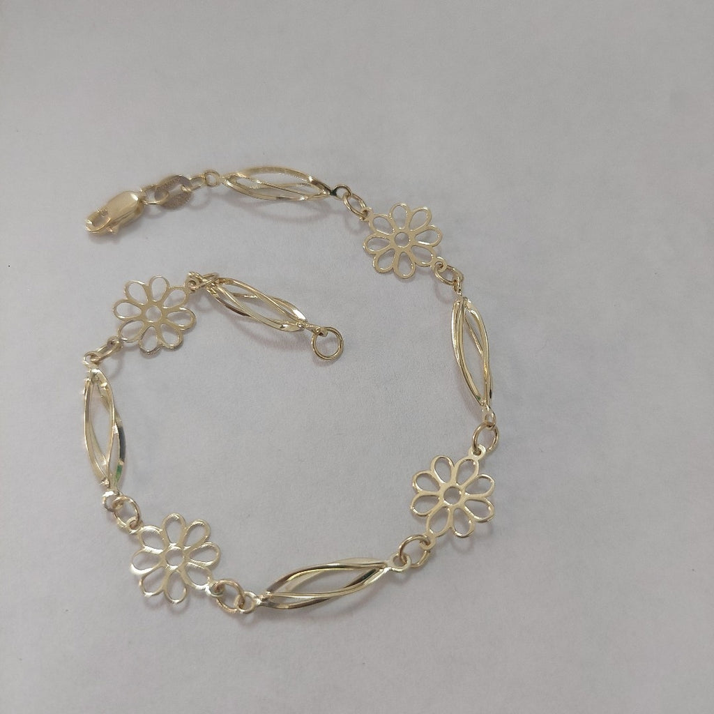 PULSERA ESPECIAL CON FLORES 14K 18 CM 2.7 GR (NUEVO)