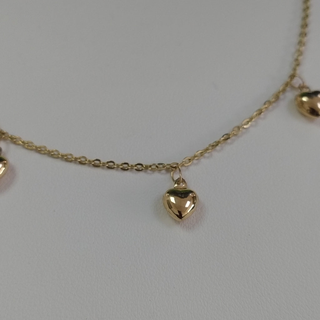 PULSERA ESP CON FIG CORAZONES 14K 18 CM 1.7 GR (NUEVO)