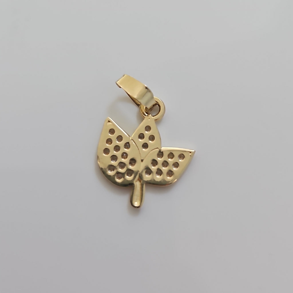 DIJE TEJIDO HOJAS CON CIRCONIAS 14K 1 GR (NUEVO)