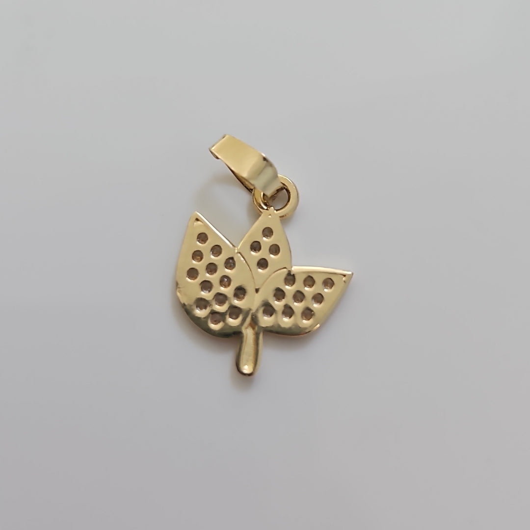DIJE TEJIDO HOJAS CON CIRCONIAS 14K 1 GR (NUEVO)
