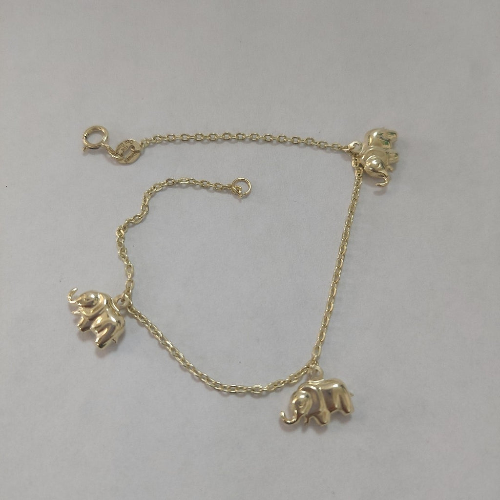 PULSERA ESPECIAL CON DIJES ELEFANTES 10K 18 CM 2.1 GR (NUEVO)