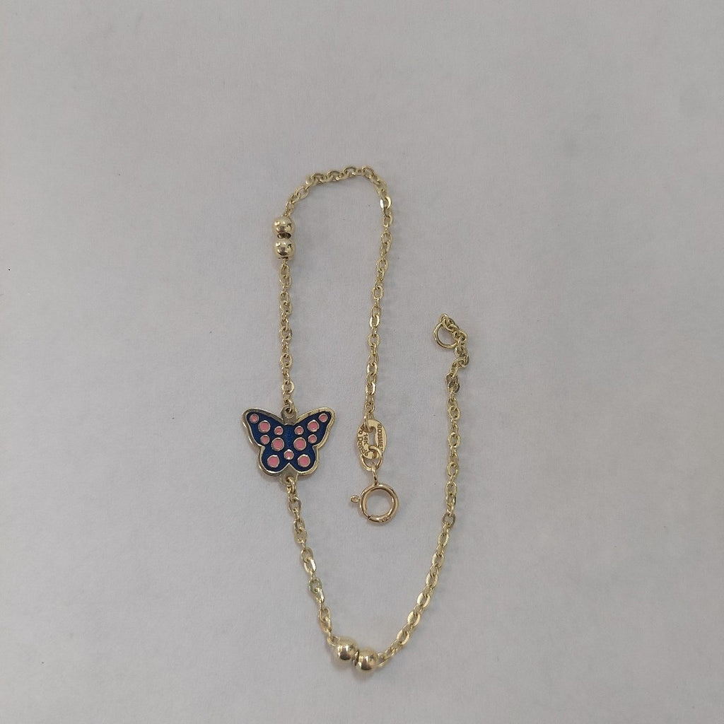 PULSERA TEJIDO ESPECIAL MARIPOSA CON ESMALTE 14K 18 CM 1.8 GR (NUEVO)