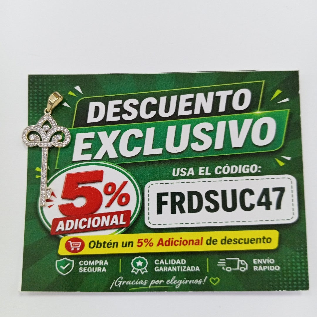 DIJE LLAVE C CIRCONIAS 14K 1.6 GR (NUEVO)