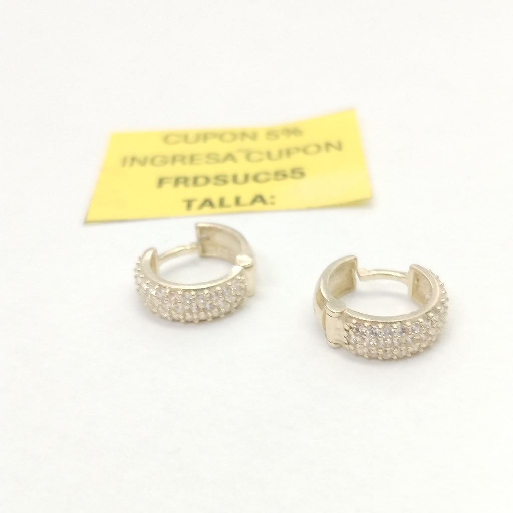 ARETES HUGGIE CON CIRCONIAS 14K 2 GR (NUEVO)