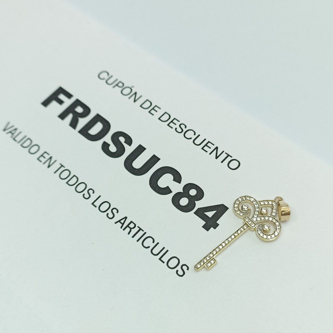 DIJE LLAVE C CIRCONIAS 14K 1.6 GR (NUEVO)