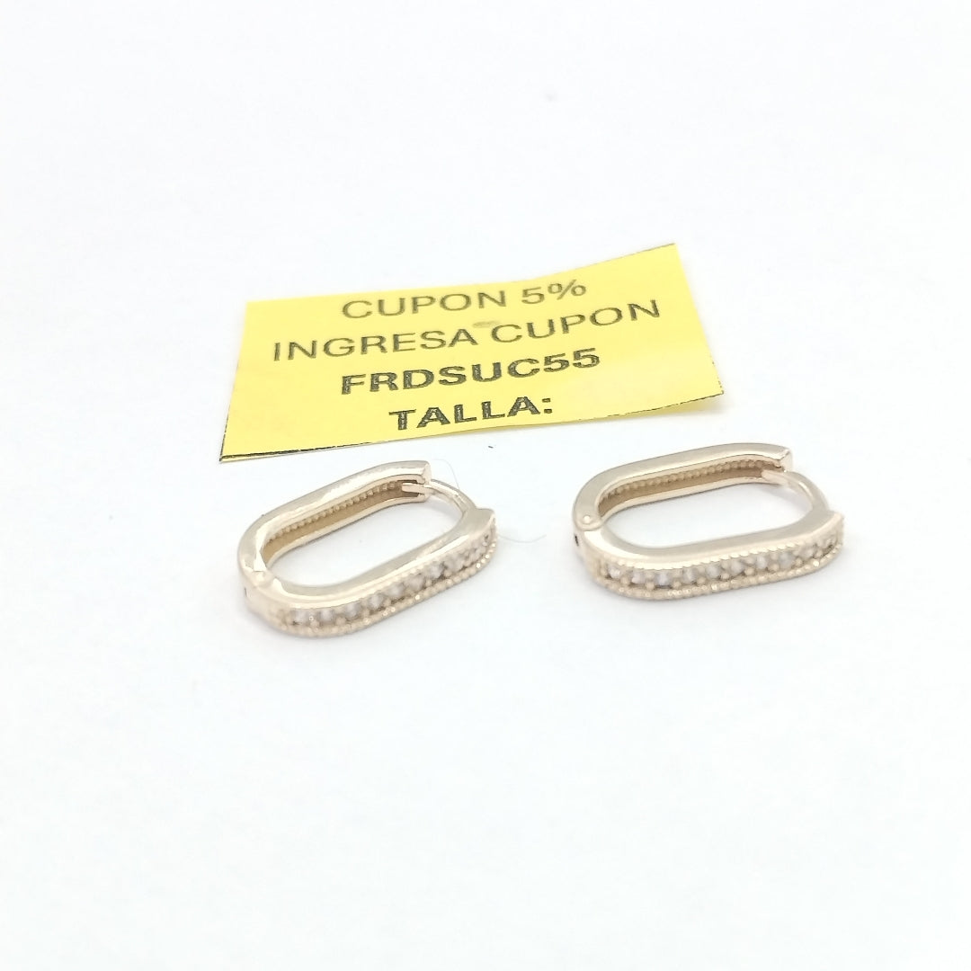 ARETES HUGGIES OVALADA C CIRCONIAS 14K 2.3 GR (NUEVO)