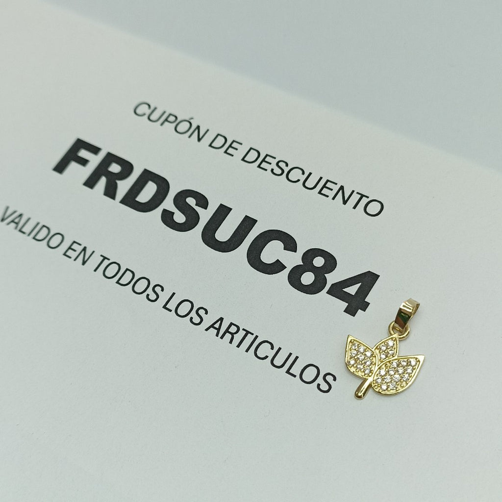DIJE TEJIDO HOJAS CON CIRCONIAS 14K 1 GR (NUEVO)