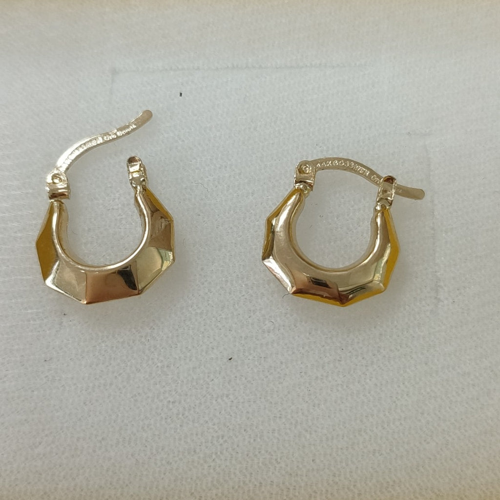 ARETES TEJIDO ARRACADA FACETADA 14K 1.2 GR (NUEVO)