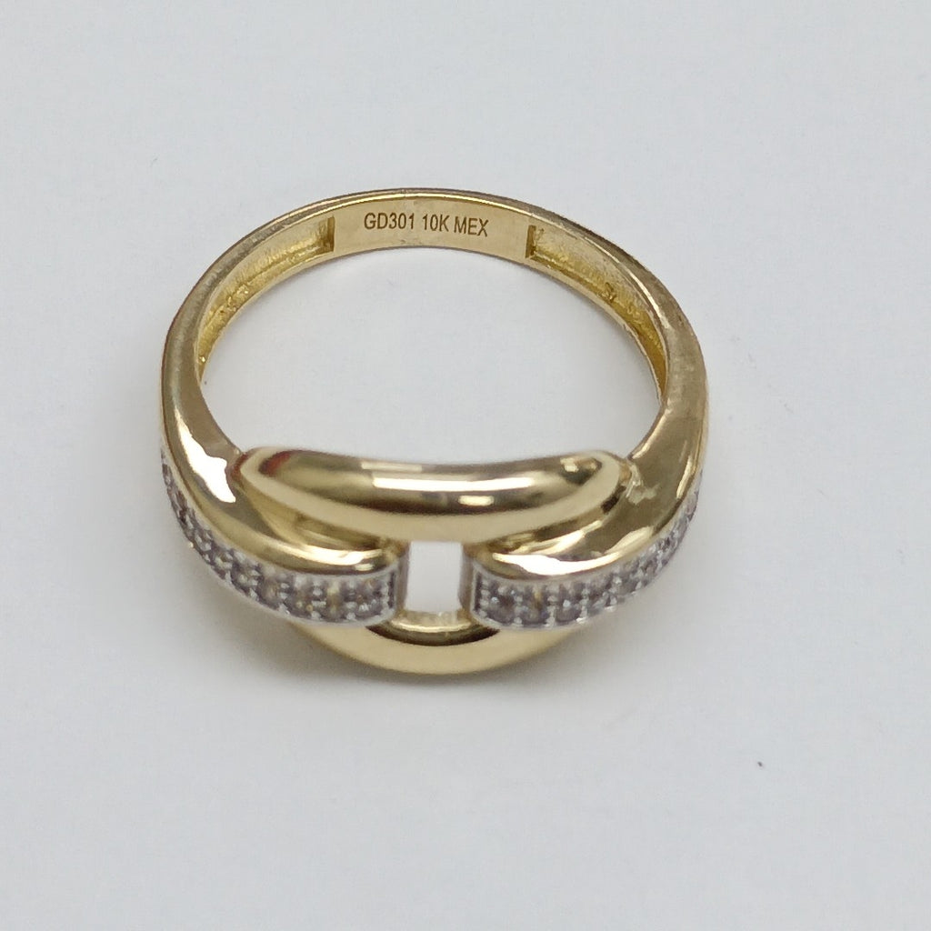 ANILLO ANILLITO C CIRCONIAS 10K 7.5 TALLA 2.6 GR (NUEVO)