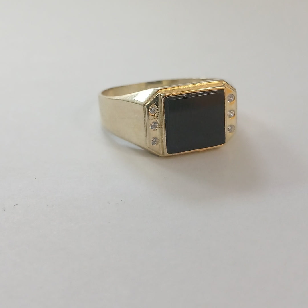 ANILLOS CON ONIX Y CIRCONIAS 10K TALLA 11 3.5 GR (NUEVO)