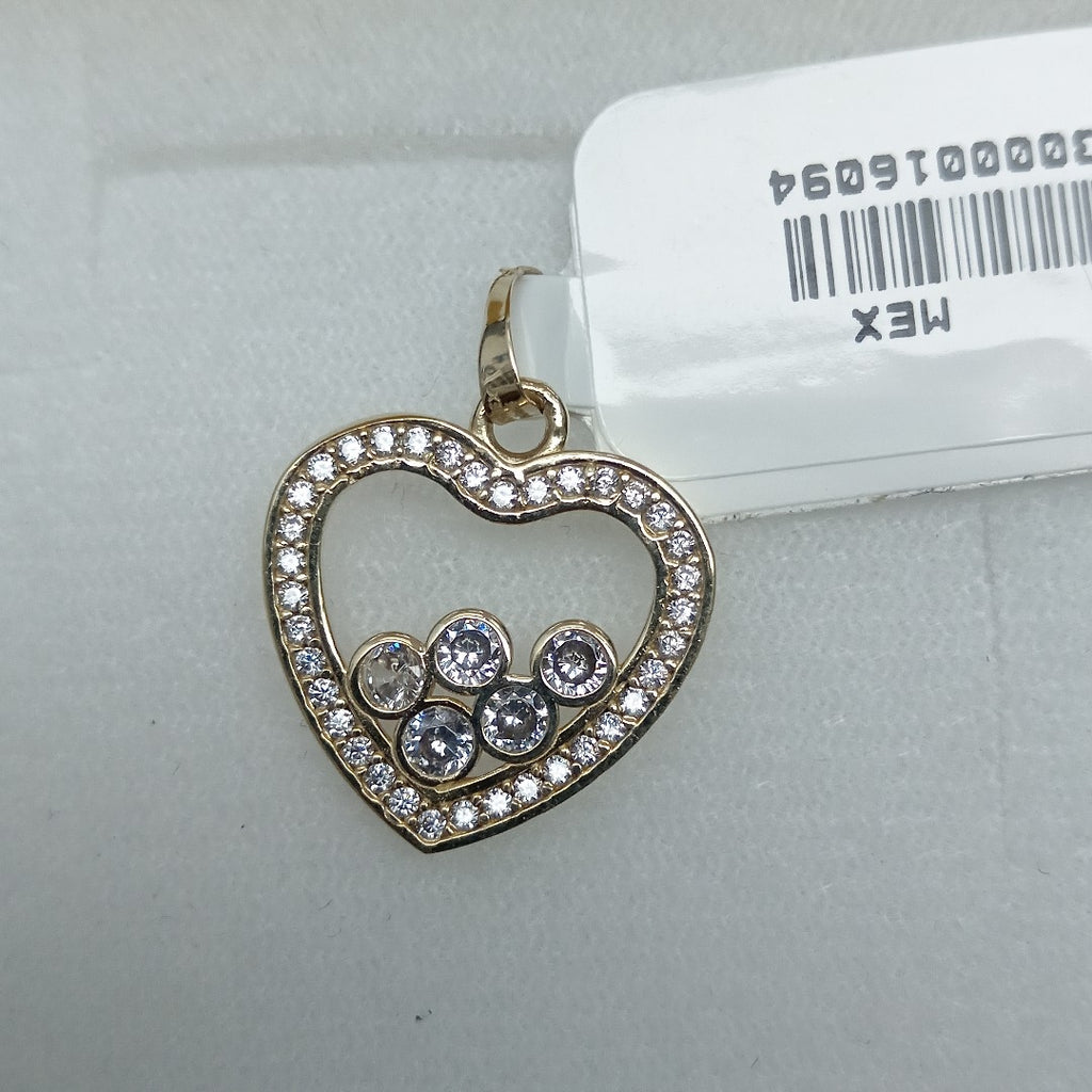 DIJE CORAZON CON CIRCONIAS 14K 1.7 GR (NUEVO)