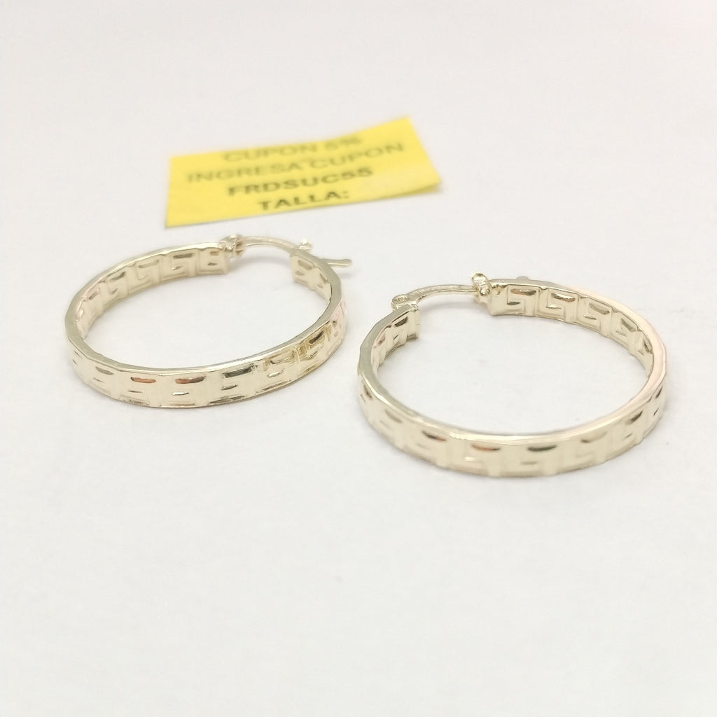 ARETES TEJIDO ARRACADA CON GRECAS 14K 2.7 GR (NUEVO)