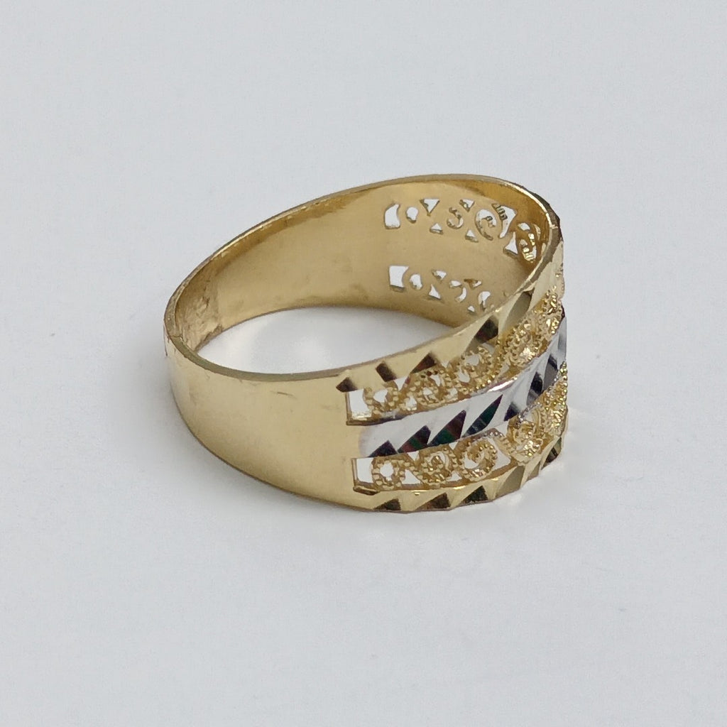 ANILLOS TIPO FILIGRANA COMBINADO 14K TALLA 8 2.7 GR (NUEVO)