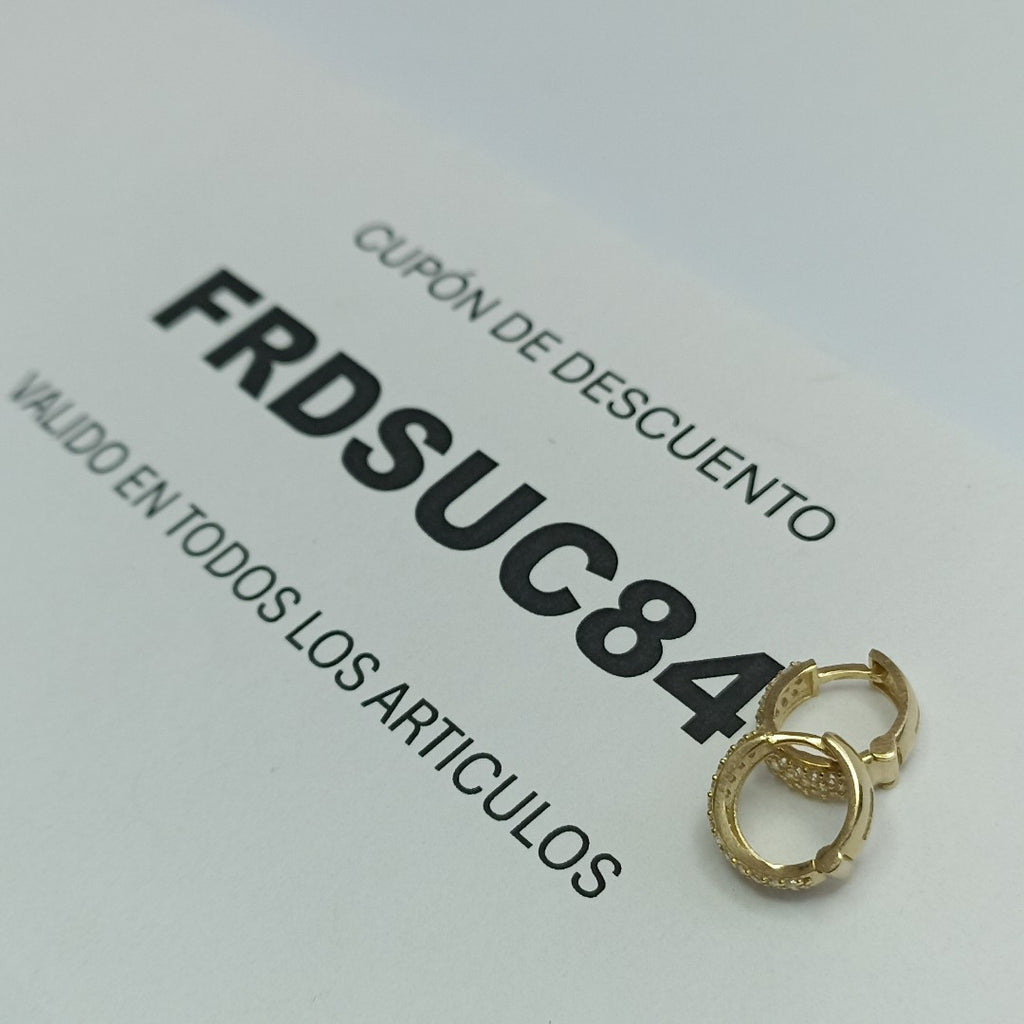 ARETES HUGGIE CON CIRCONIAS 14K 2 GR (NUEVO)
