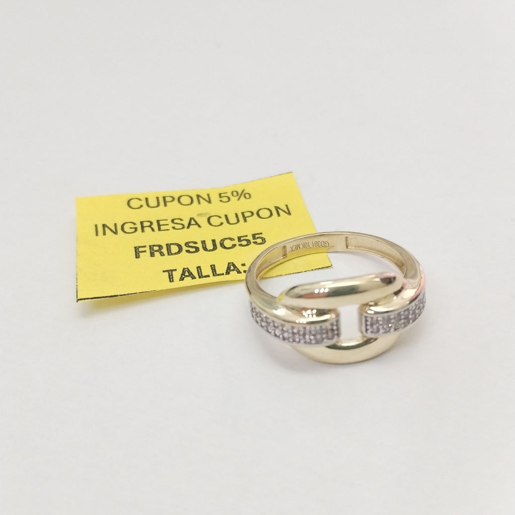 ANILLO ANILLITO C CIRCONIAS 10K 7.5 TALLA 2.5 GR (NUEVO)