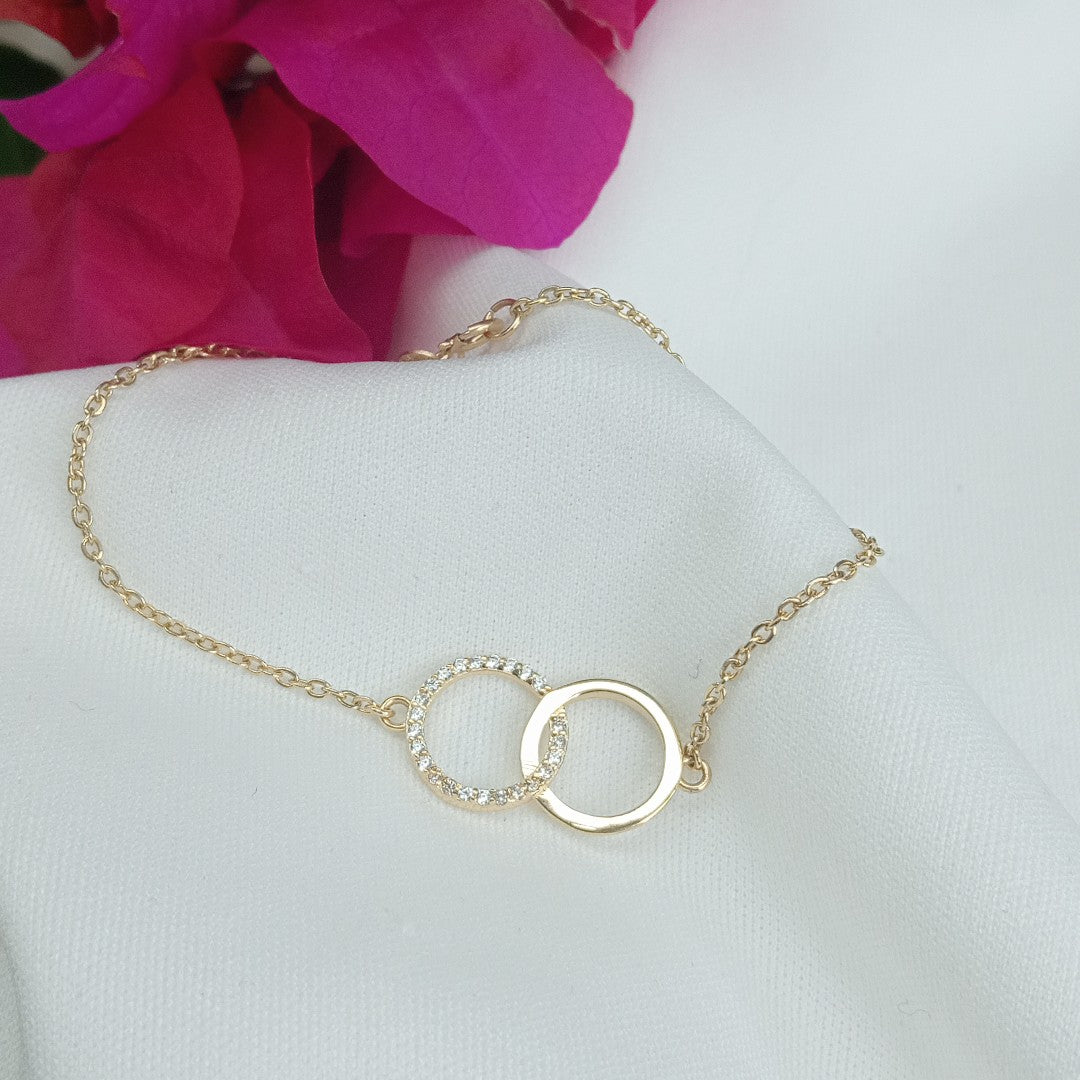 PULSERA TEJIDO ESPECIAL FIG AROS UNIDOS C CIRCS 14K 18 CM 2.1 GR (NUEVO)