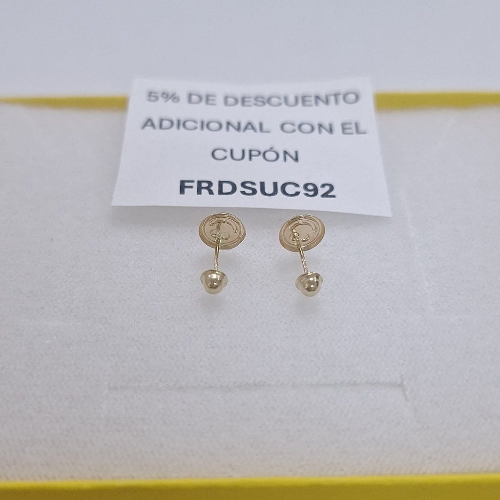 BROQUELES BROQUEL FIG SONRISA ESMALTE ROSA 14K 0.1696 GR (NUEVO)
