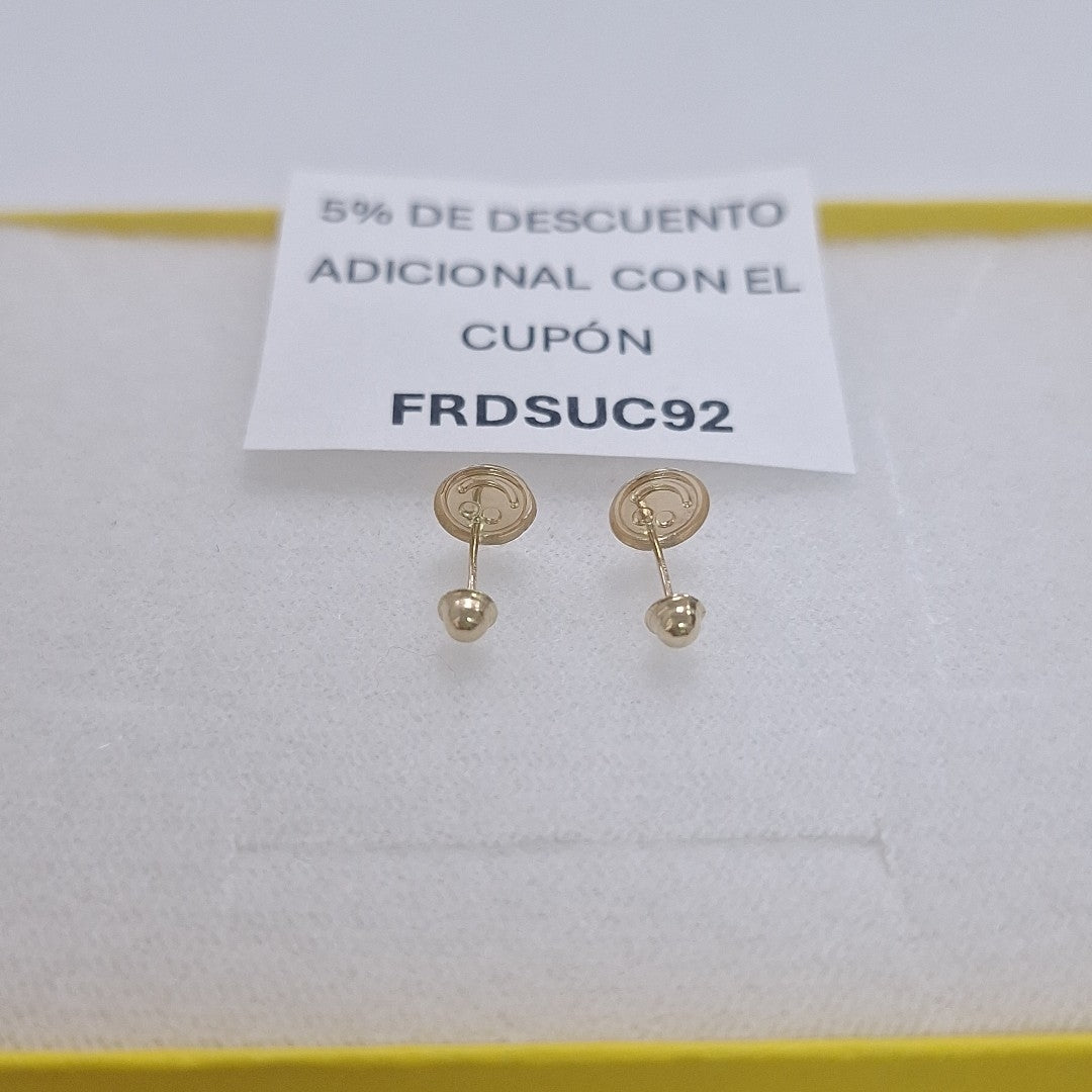 BROQUELES BROQUEL FIG SONRISA ESMALTE ROSA 14K 0.1696 GR (NUEVO)