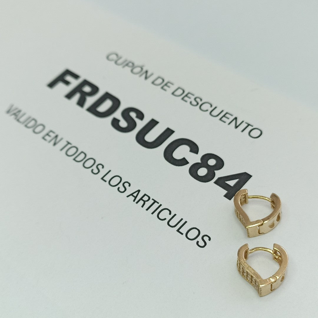 ARETES ARRACADAS CORAZON C CIRCONIAS 14K 2.1 GR (NUEVO)