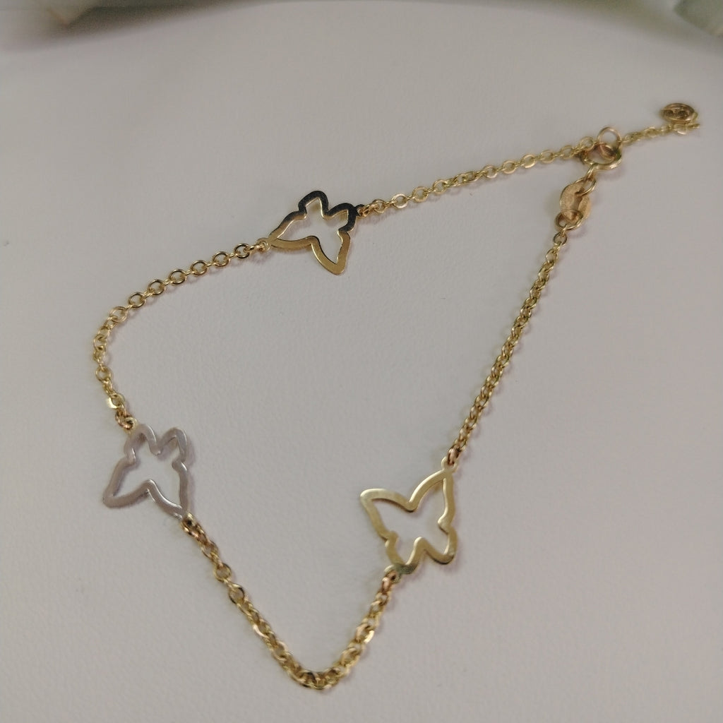 PULSERA ESPECIAL C MARIPOSAS 14K 18 CM 1.7 GR (NUEVO)