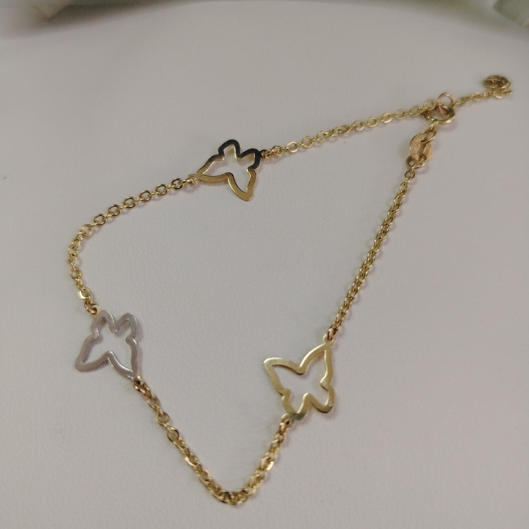 PULSERA ESPECIAL C MARIPOSAS 14K 18 CM 1.7 GR (NUEVO)