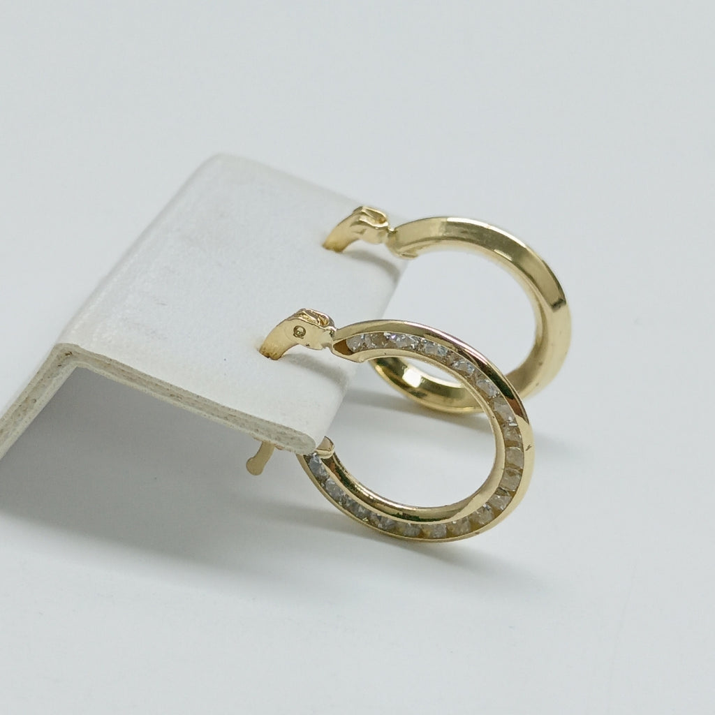 ARETES ARRACADAS CON CIRCONIAS 14K 2.3 GR (NUEVO)