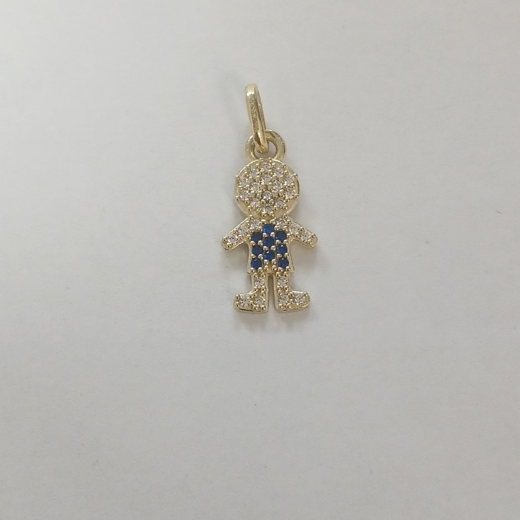 DIJE NIÑO CON CIRCONIAS Y PIEDRAS DE COLOR 10K 0.9 GR (NUEVO)