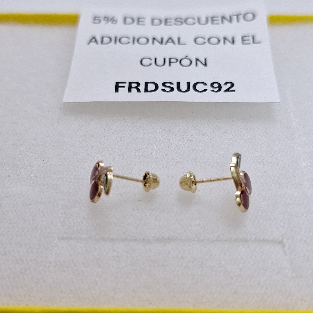 BROQUELES BROQUE FIG CEREZA C ESMALTE 14K 0.2203 GR (NUEVO)