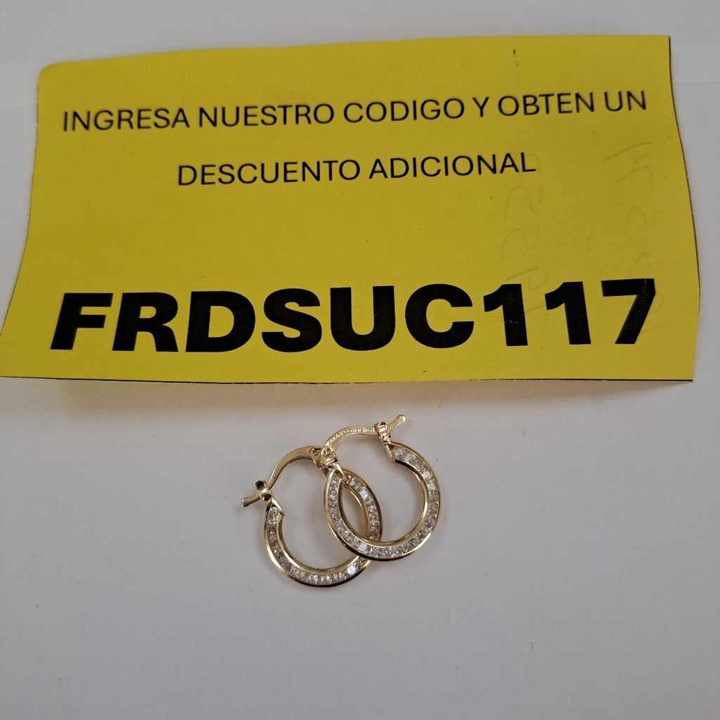ARETES ARRACADAS CON CIRCONIAS 14K 2.4 GR (NUEVO)