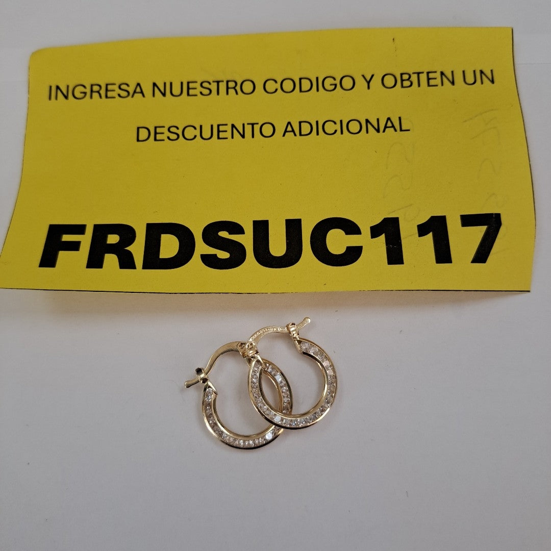 ARETES ARRACADAS CON CIRCONIAS 14K 2.4 GR (NUEVO)