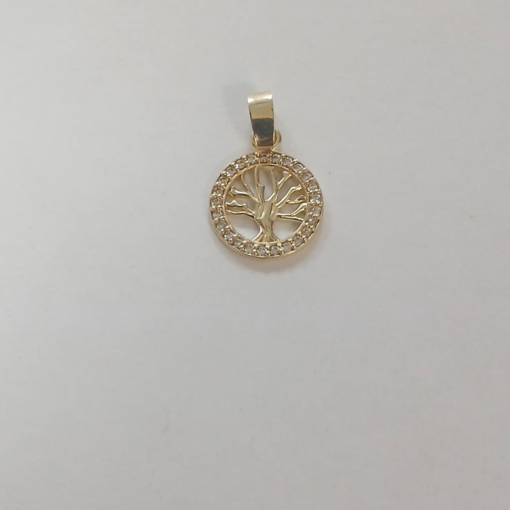 DIJE ARBOL CON CIRCONIAS 10K 0.8 GR (NUEVO)