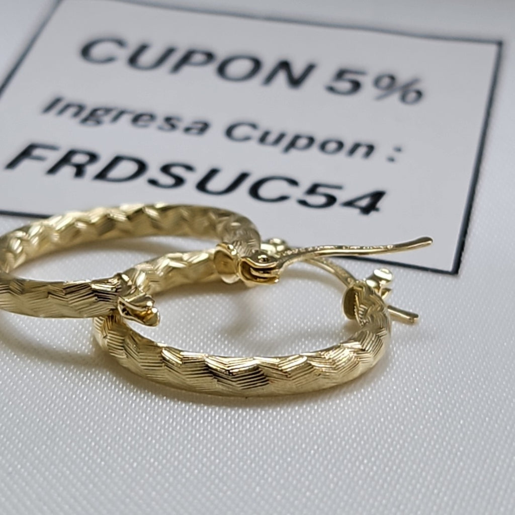 ARETES ARRACADAS LABRADAS 14K 2.1 GR (NUEVO)
