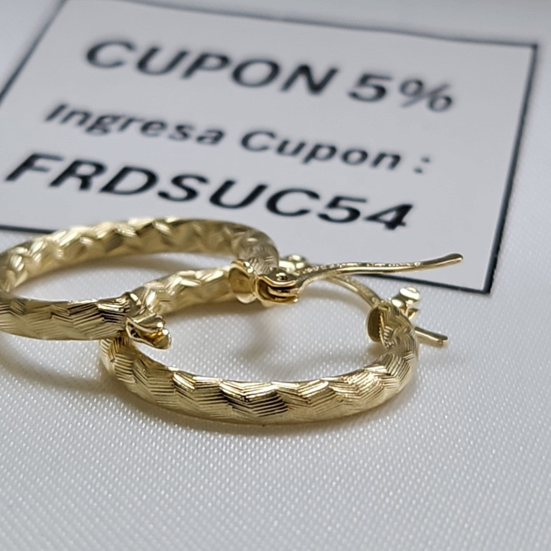 ARETES ARRACADAS LABRADAS 14K 2.1 GR (NUEVO)