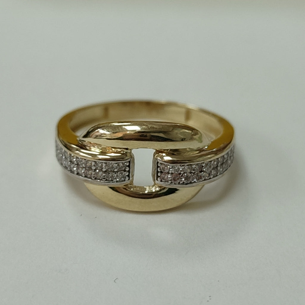 ANILLO ANILLITO C CIRCONIAS 10K 8.5 TALLA 2.8 GR (NUEVO)