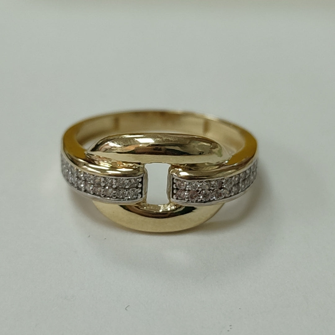 ANILLO ANILLITO C CIRCONIAS 10K 8.5 TALLA 2.8 GR (NUEVO)
