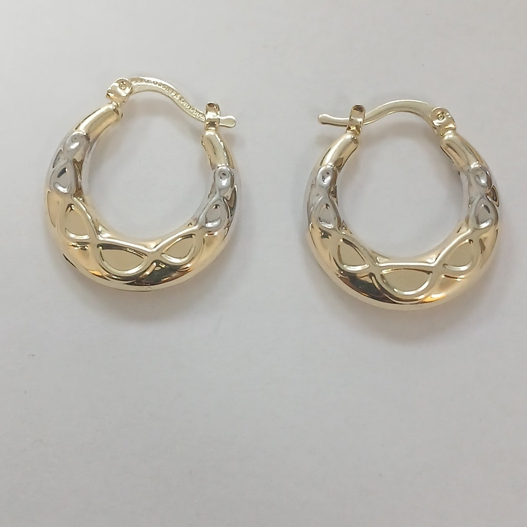ARETES ARRACADAS COMBINADAS CON INFINITO 14K 2.2 GR (NUEVO)