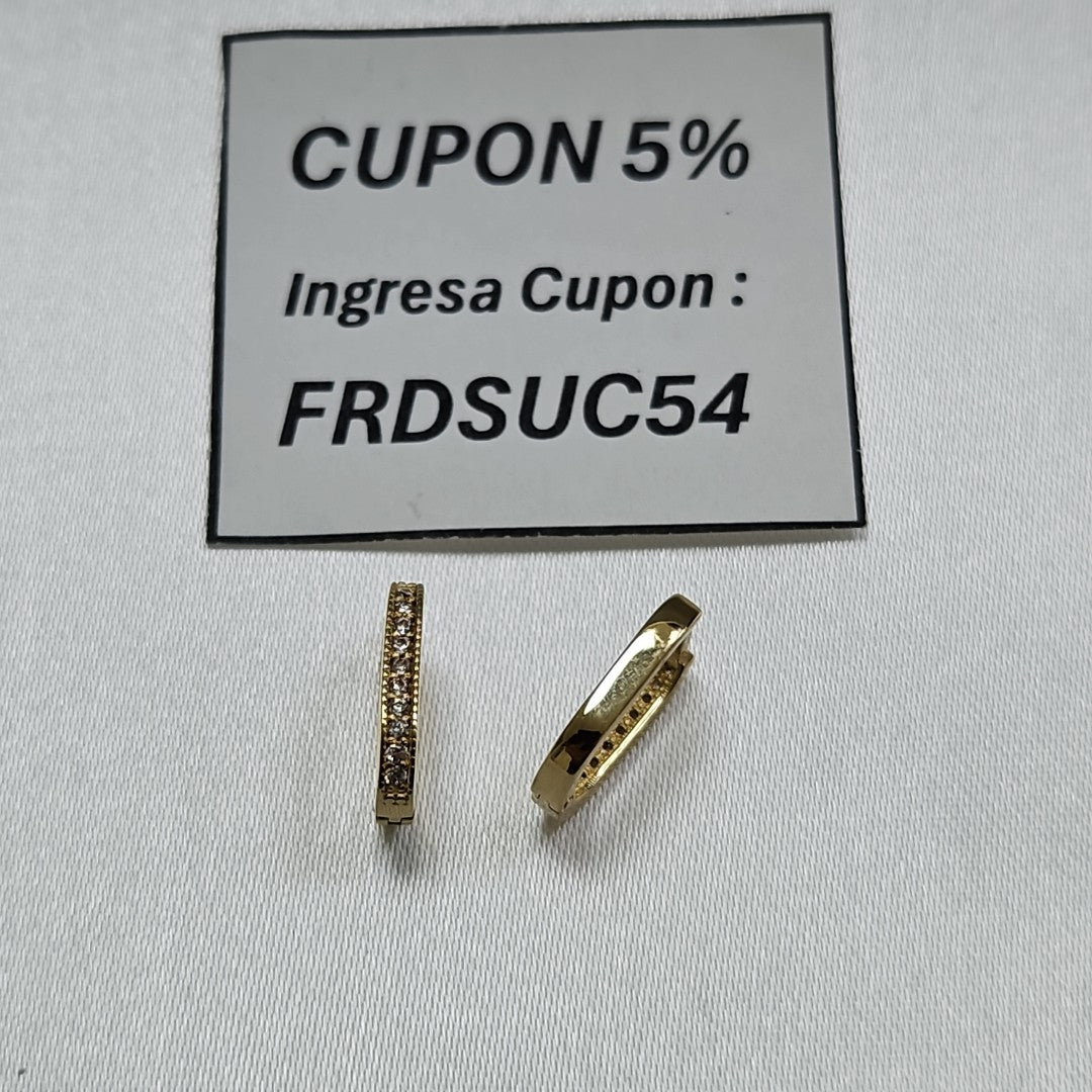 ARETES HUGGIES OVALADA C CIRCONIAS 14K 2.5 GR (NUEVO)
