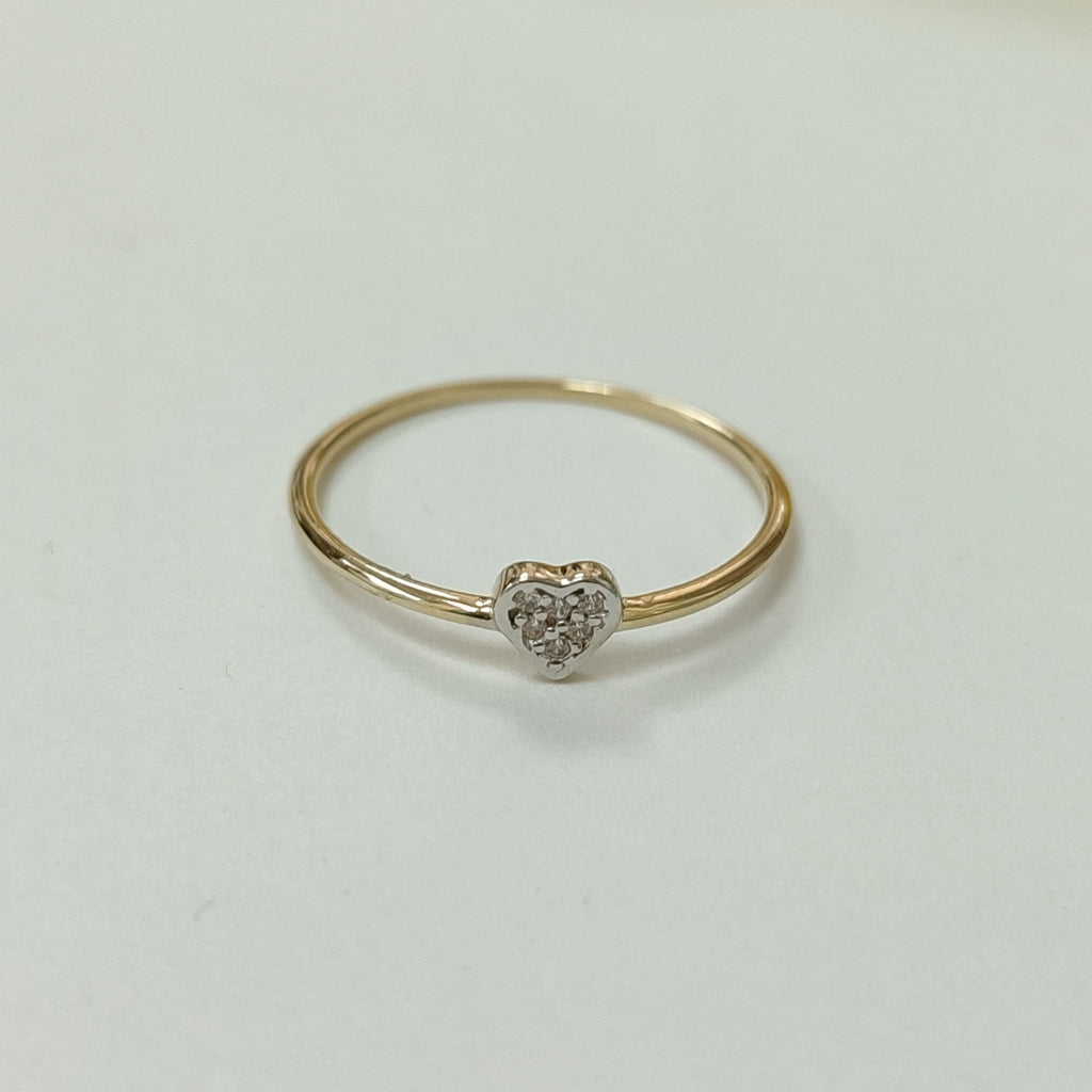 ANILLO ANILLITO CORAZON C CIRCONIA 14K 9 TALLA 0.9 GR (NUEVO)